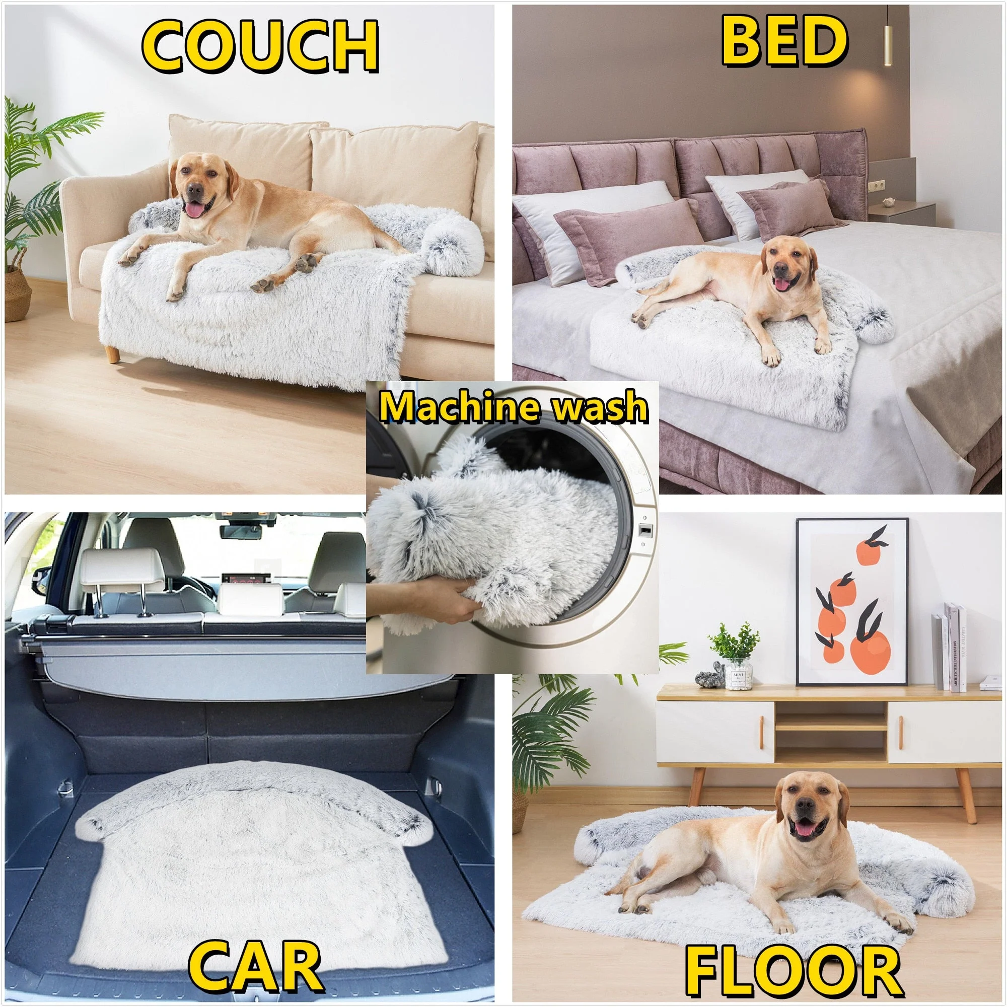 HULIANFU Washable Pet Sofa Dog Bed Calming Bed For Large Dogs Sofa Blanket Winter Warm Cat Bed Mat Couches Car Floor Furniture Protector - Deanwangkt