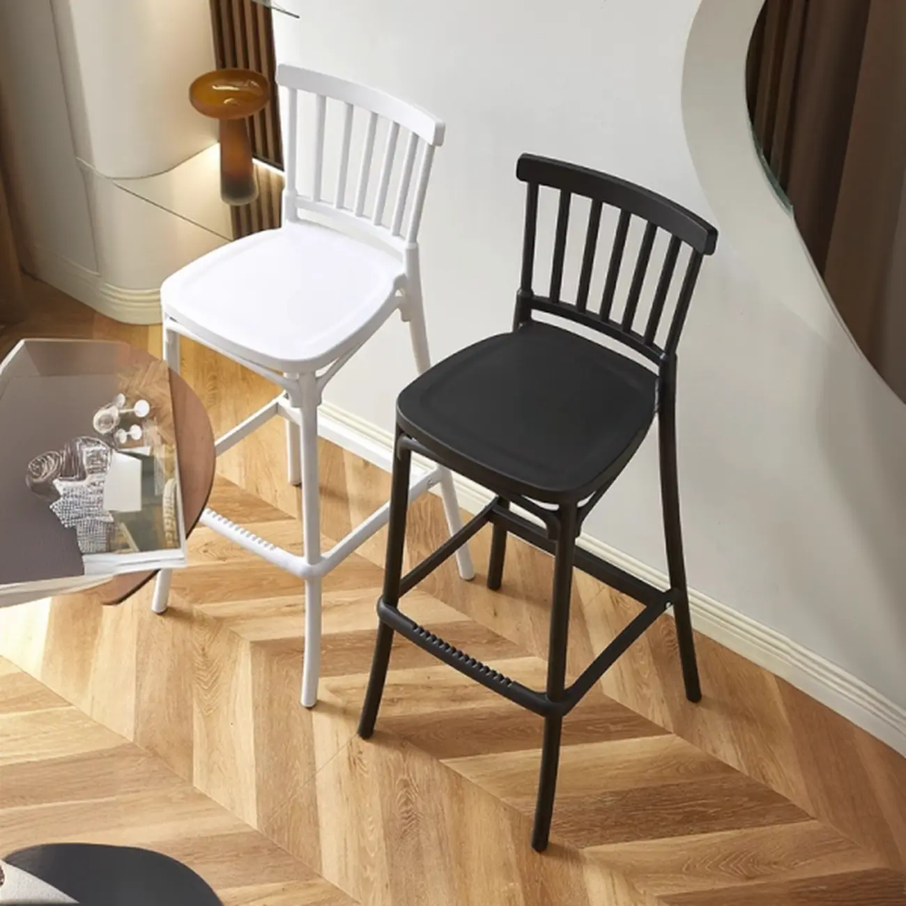 Modern Acrylic Square Counter Height Stools with Back