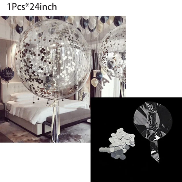 HULIANFU Silver Black Style Foil Letter Number Balloons Baby Shower Helium Ballon Happy Birthday Kids Adult Party Decoration Supplies - Deanwangkt