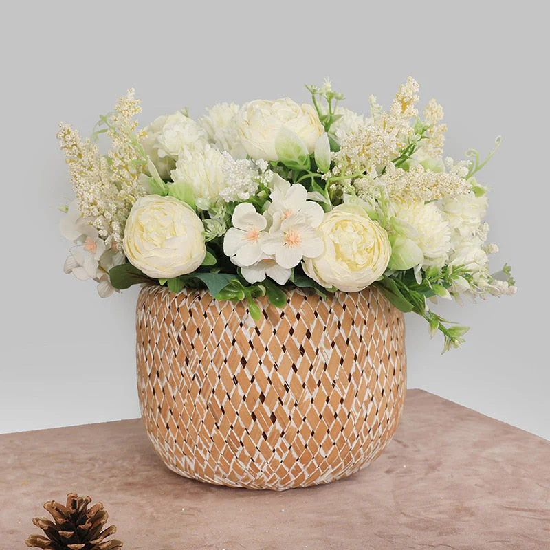 HULIANFU 2026  Artificial Flowers Vintage Silk Rose Bouquet Vintage Bride Holding Fake Flowers Home Wedding Decoration Accessories - Deanwangkt