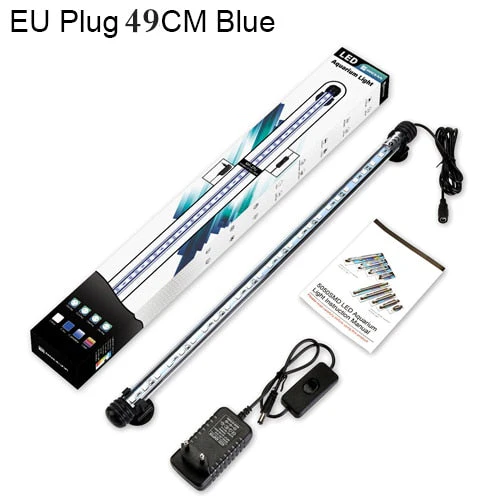 HULIANFU Waterproof LED Aquarium Lights Fish Tank Light Bar Blue/White 19/29/39/49CM Submersible Underwater Clip Lamp Aquatic Decor EU - Deanwangkt
