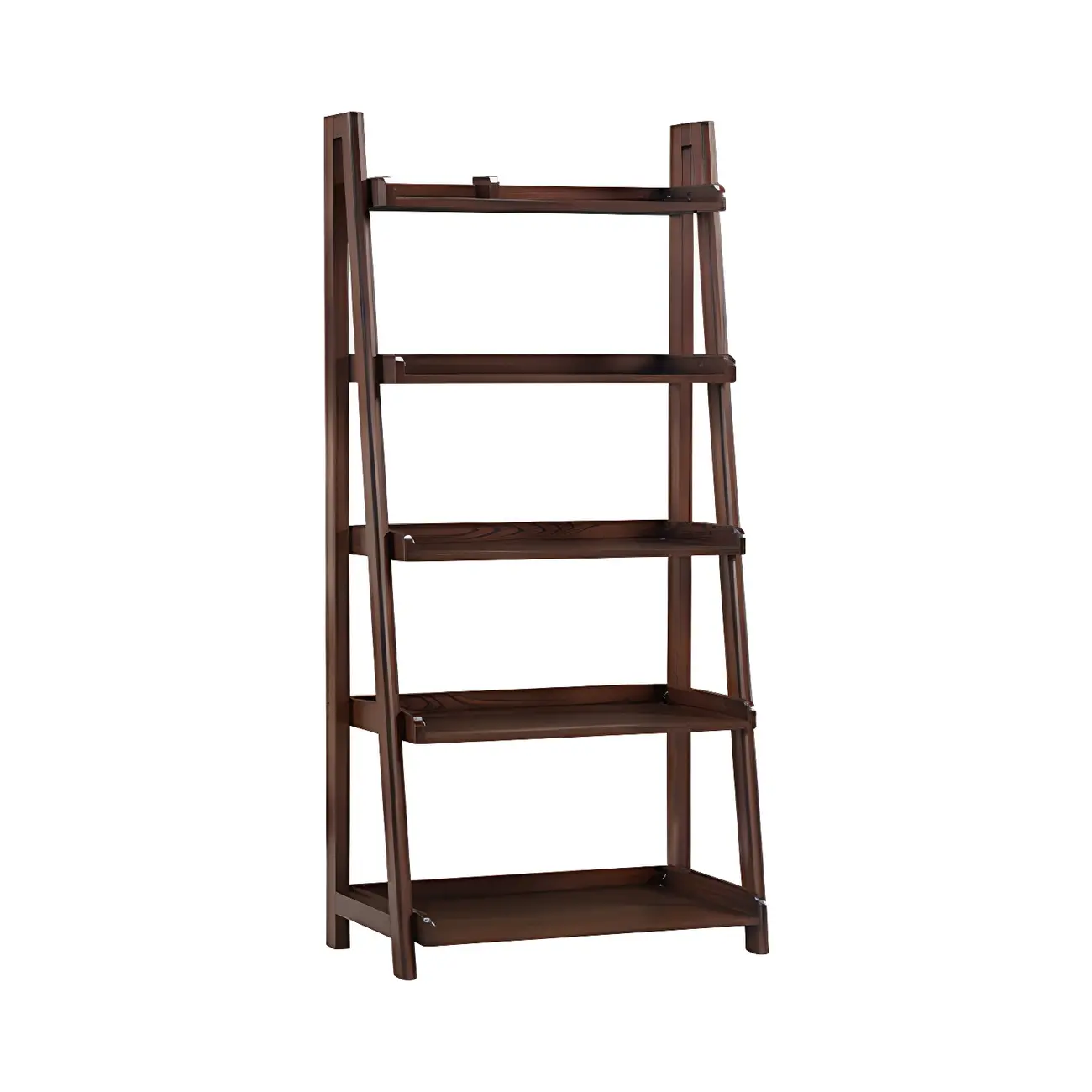 Scandinavian Wood Walnut 5-Tier Ladder Bookcase