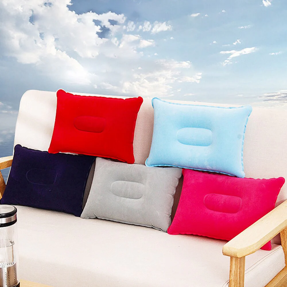 HULIANFU Ultralight Inflatable Air Pillow PVC Nylon Sleep Pillow Outdoor Camping Cushion Travel Car Backrest Airplane Head Rest Support - Deanwangkt