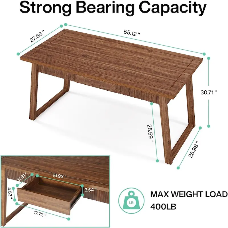 Home Office Executive Desk Solid Wood Computer Desk with Drawer