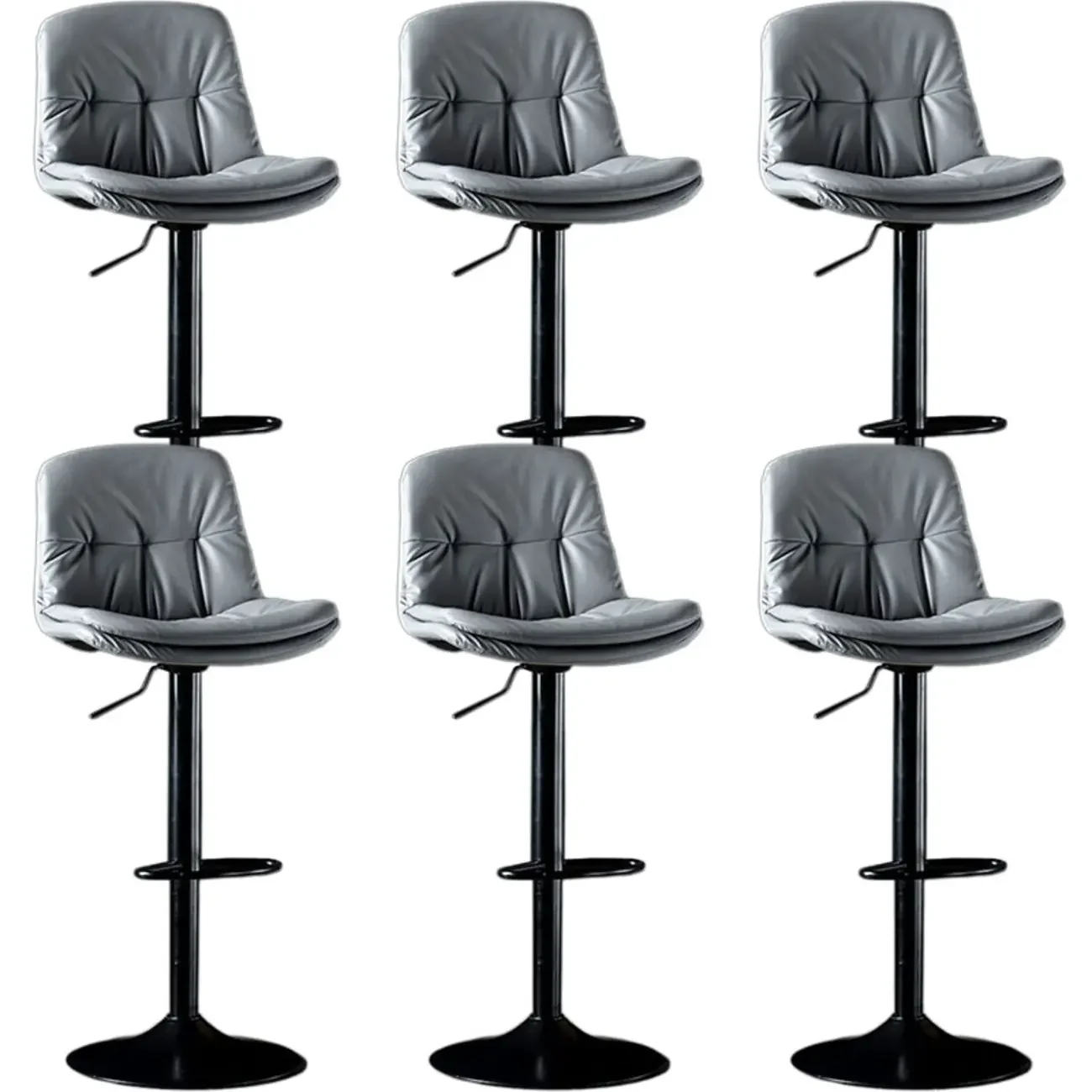 Adjustable Leather Low Back Swivel Bar Stool