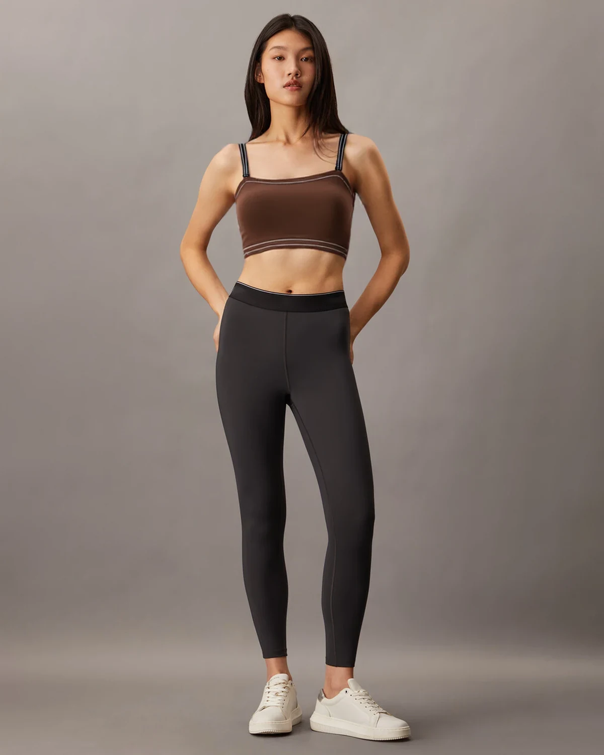 Women's Contrast-Strap Sports Bra High-Stretch Shockproof Fixed One-Piece Cup Fitness Yoga Tube Top Underwear Bra
