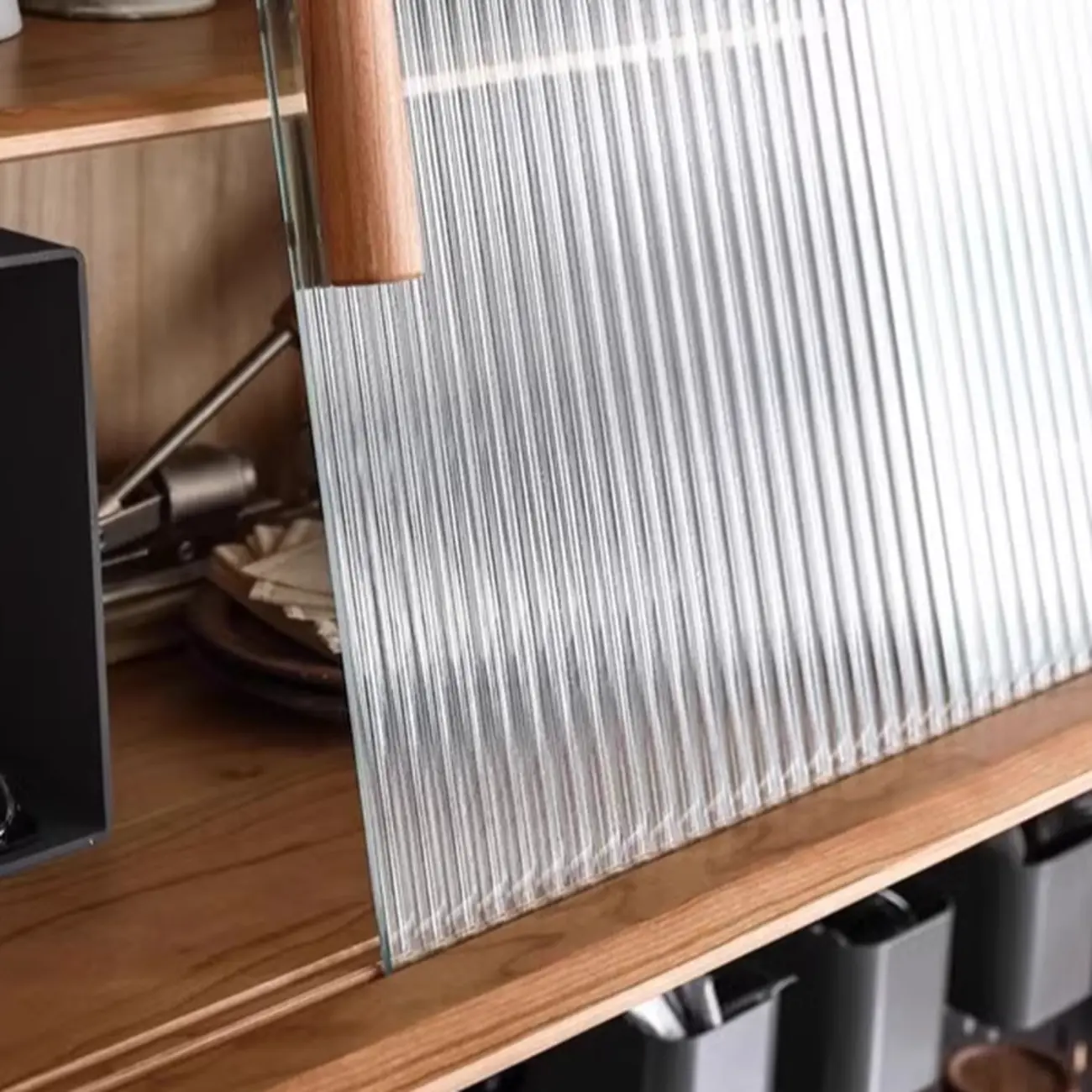 Modern Natural Wood Buffet Cabinet with Cabinets