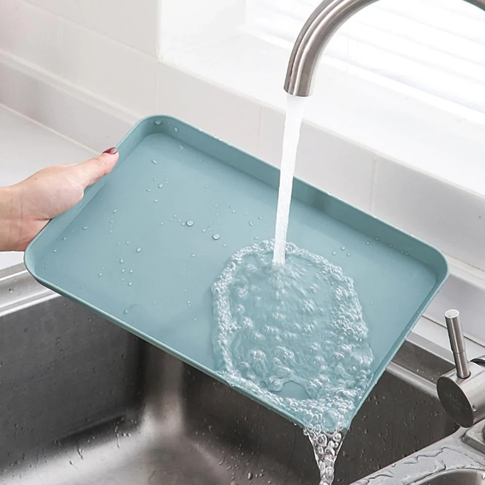 HULIANFU Nordic Simple Rectangular Fruit Dessert Plastic Storage Tray Kitchen Supplies Fruit Plate Restaurant Hotel Bread Pans Tray - Deanwangkt