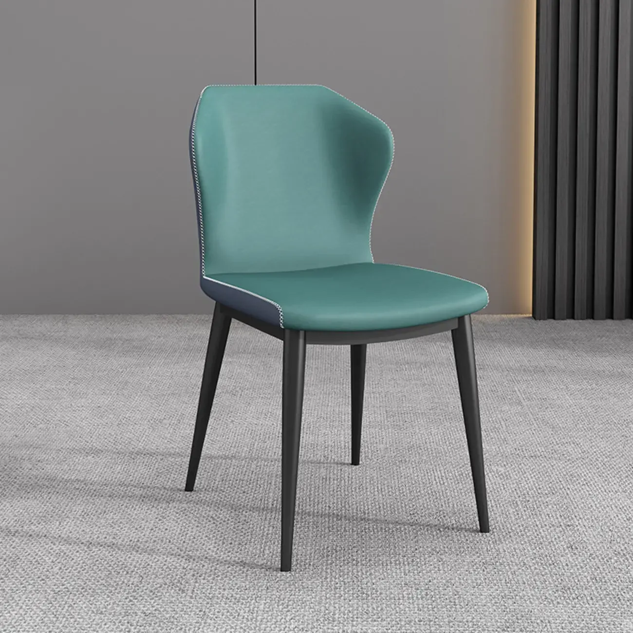 Modern Faux Leather Dining Chair with Wing Back Steel Legs