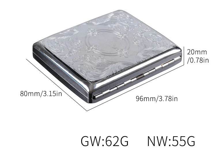 HULIANFU Silver Portable Metal Cigarette Case for Thick Cigarettes Flip Open Traveling Cigarette Container Box Holder Outdoor Smoking1PC - Deanwangkt