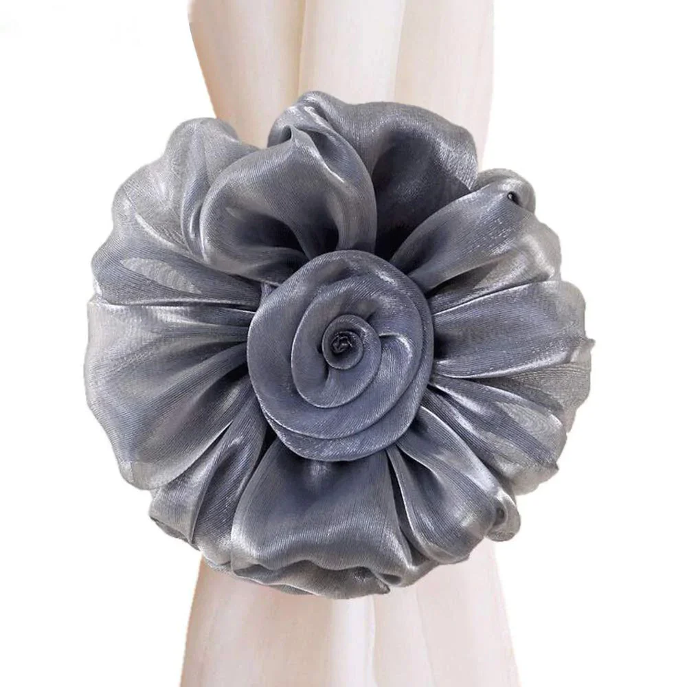 HULIANFU Modern Room Buckle Holder Magnetic Curtain Tieback Flower Strap Window Flower Curtain Tieback Clip-on Rose Tie Holder Decor - Deanwangkt