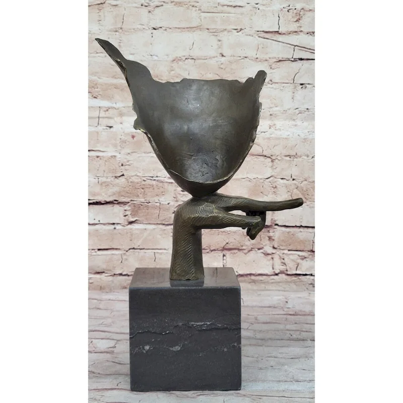 Dali Face Mask Floating Head Bronze Statue Sculpture Surreal Art 15 Inches X 12 Inches