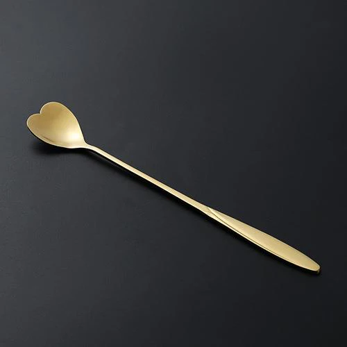 HULIANFU Tea Coffee Mixing Spoon Gold Spoon Long Handle Dessert Stainless Steel Vintage Teaspoons Drink Tableware Flowers Design 1PCS - Deanwangkt