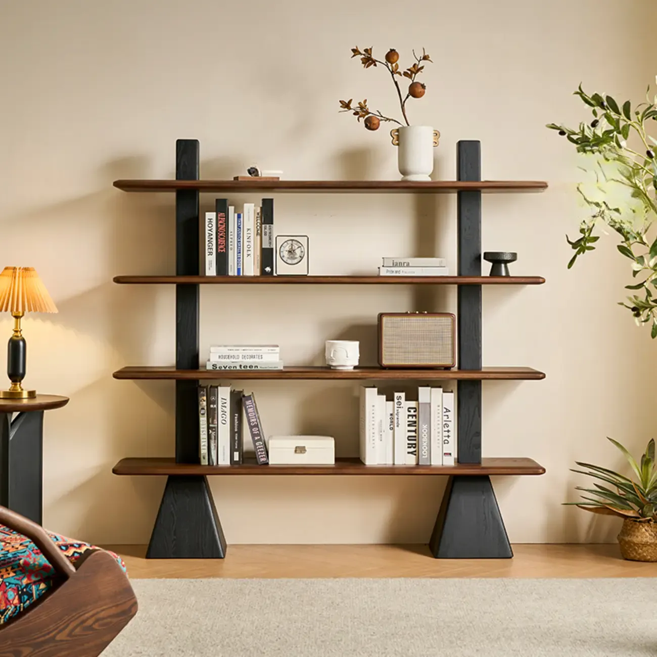Elegant Ash Wood Open Back Display Vertical Bookcase