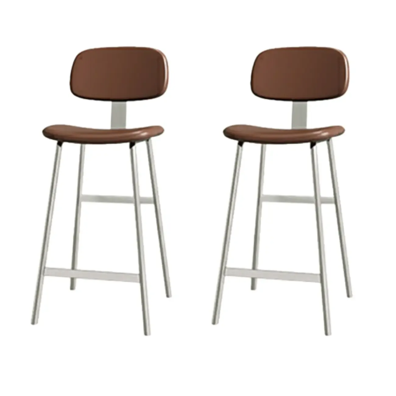 Industrial Faux Leather Metal Frame Bar Stools with Backs