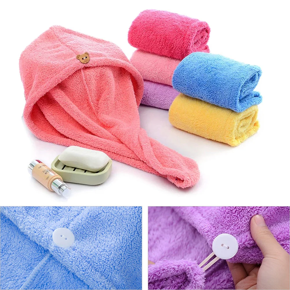 HULIANFU Rapid Drying Hair Towel Microfiber Soft Skin Friendly Warp Hat Quickly Hair Drying Cap Bath Tool Shower Towel Women Lady Toallas - Deanwangkt