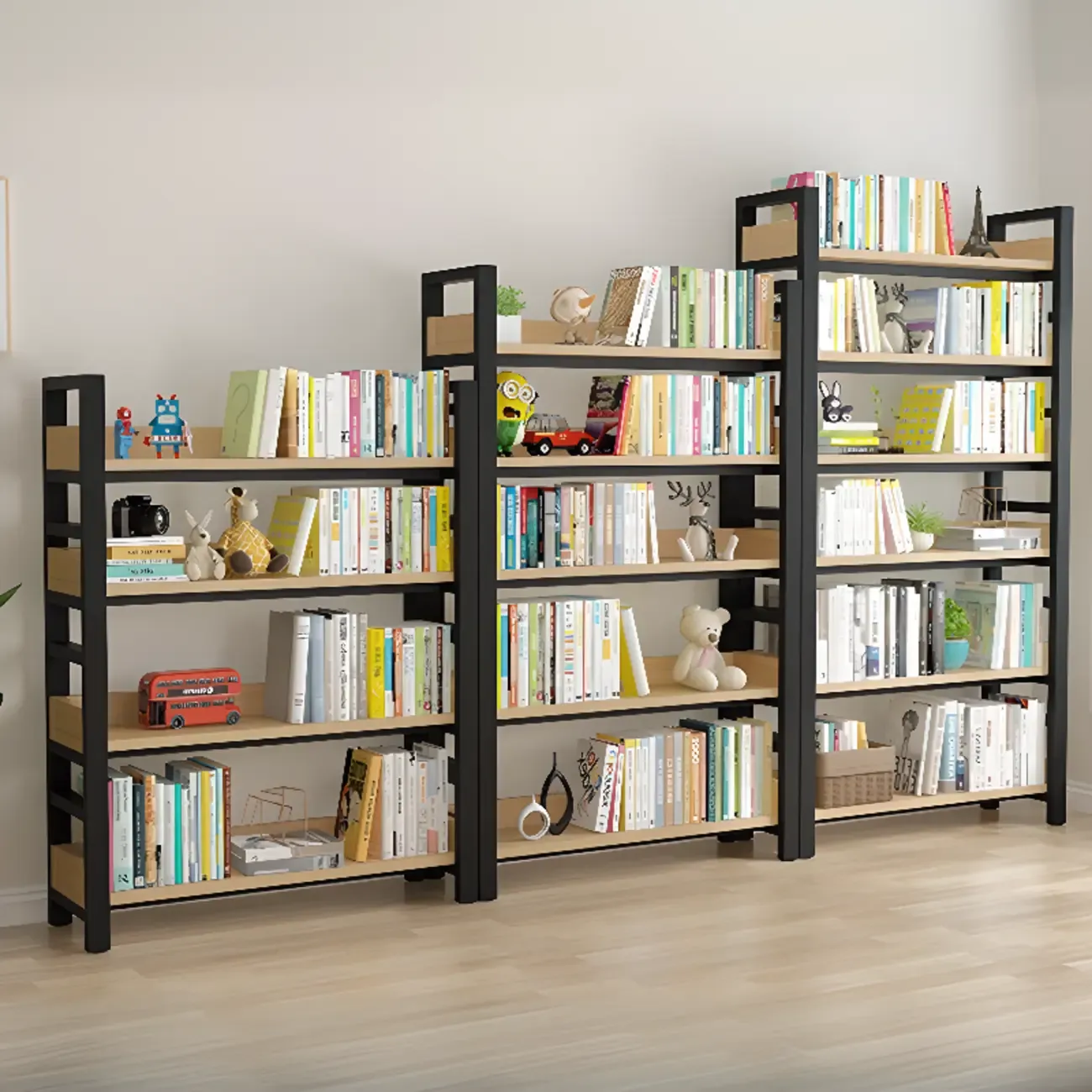 Modish Multi-Layer Open Back Wooden Tall Bookshelves