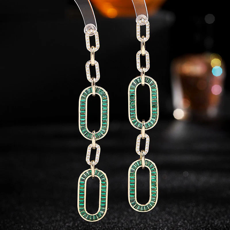 2025 long high-end atmospheric earrings women's s925 silver needle micro-inlaid zircon interlocking fashion high-end earrings - Deanwangkt