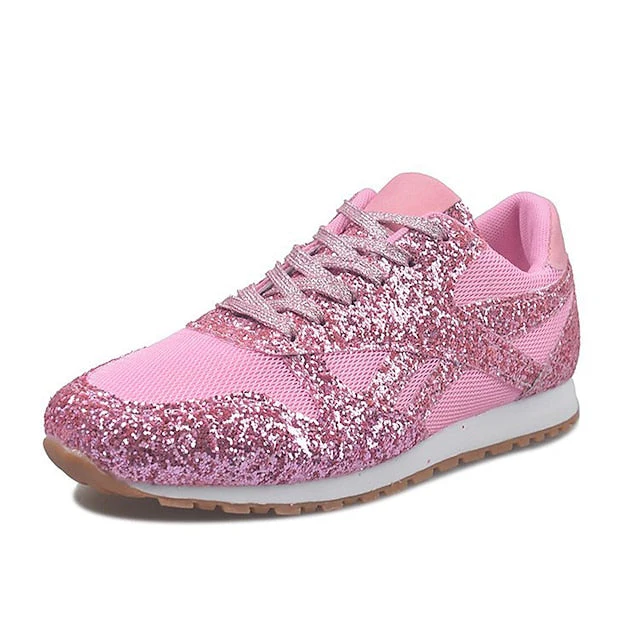 Women's Trainers Athletic Shoes Sneakers Sequins Plus Size Bling Bling Sneakers Outdoor Daily Summer Sequin Platform Flat Heel Round Toe Sporty Classic Casual Tennis Shoes Walking Shoes Mesh Lace-up - Deanwangkt