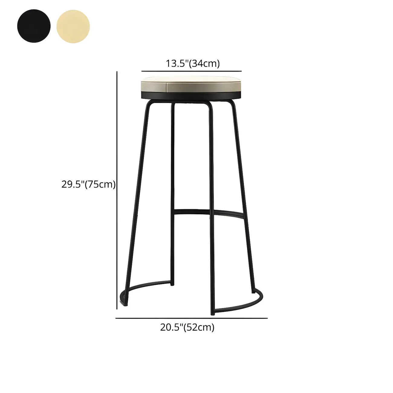 Industrial Metal Leather Seat Bar Stools Counter Height