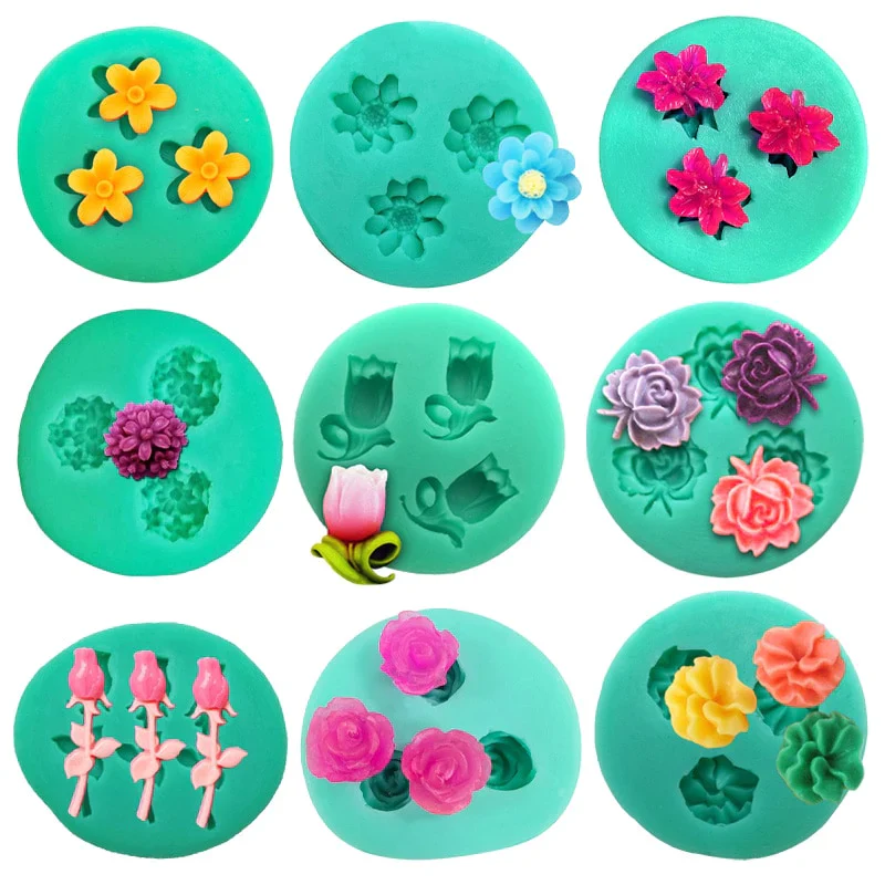 HULIANFU New Mini Flowers Series Silicone Mold DIY Handmade Fondant Cake Baking Chocolate Sugar Cake Tool Resin Polymer Clay Making Mould - Deanwangkt