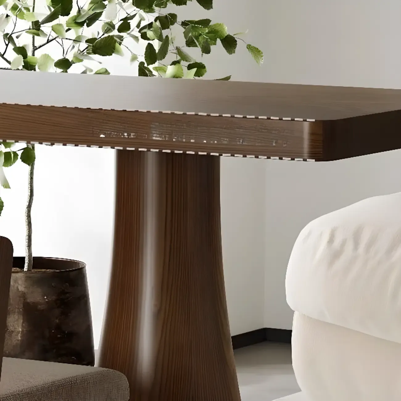 Modern Brown Wooden Dual-Pedestal Bar Tables