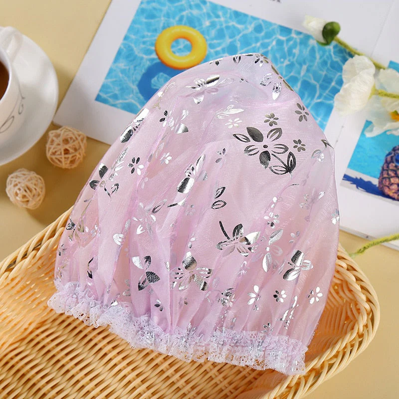 HULIANFU Waterproof Bath Hat Thickened Waterproof And Oil Fume Cap Women Spa Hair Salon Supplies Shower Cap Bathroom Accessories - Deanwangkt