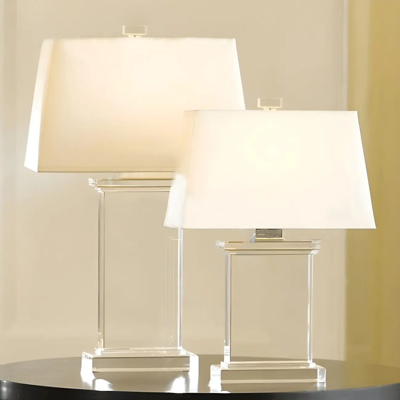 Elegant Rectangular Crystal Fabric Shade LED Table Lamp