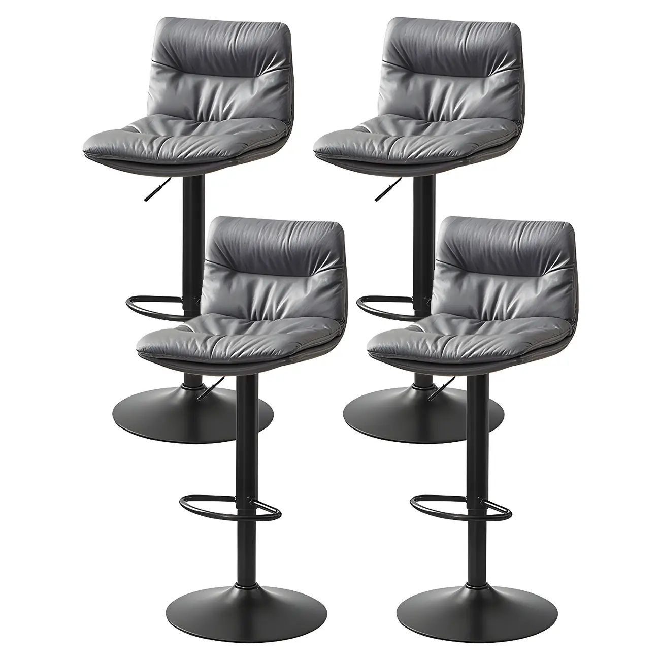Modern Leather Saddle Swivel Adjustable Bar Stool