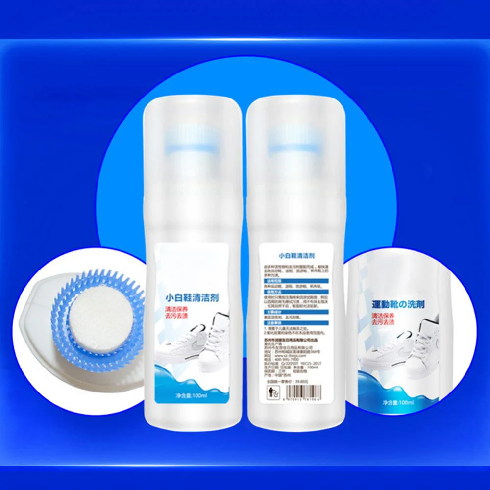 HULIANFU Shoe Cleaner 100ml White Whiten Polish Cleaning Tool Shoe Brush Shoe Sneakers Casual Leather Shoes Cleaning Supplies - Deanwangkt