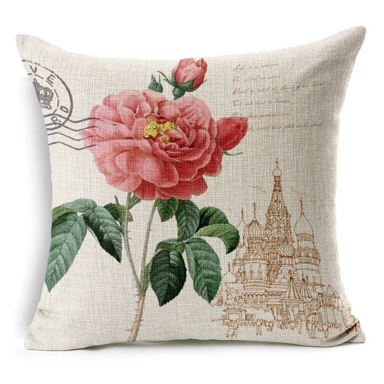 HULIANFU Retro Colorful Flowers Pillows Floral Cushion Pillowcase for Home Decorative Decoration Sofa Cushions Customized - Deanwangkt