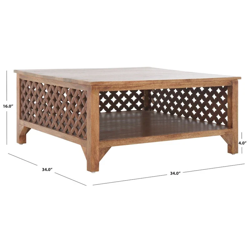 SAFAVIEH Bernardina Square Single Shelf Coffee Table - 34 L x 34 D x 16 H - 34Wx34Dx16H