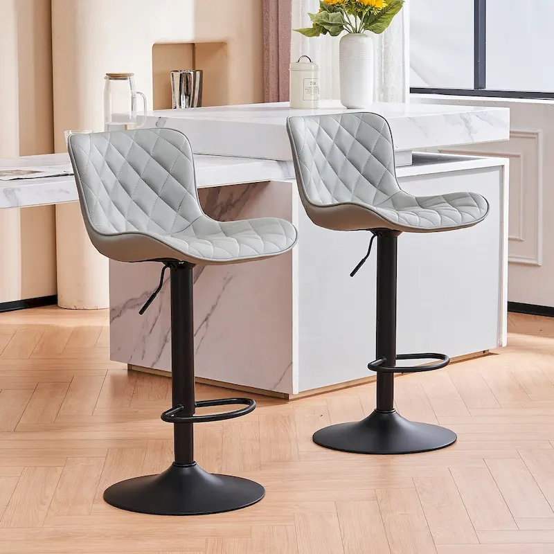 Bar Stools Set of 2 Adjustable Swivel Bar Chairs Modern Counter Stools