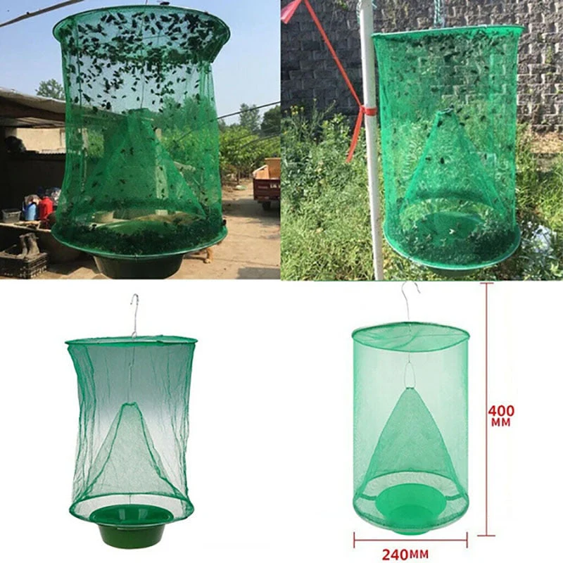 HULIANFU The Ranch Fly Trap Reusable Fly Catcher Killer Cage Net Trap Pest Bug Catch for Indoor or Outdoor Family Farms  Restaurants - Deanwangkt