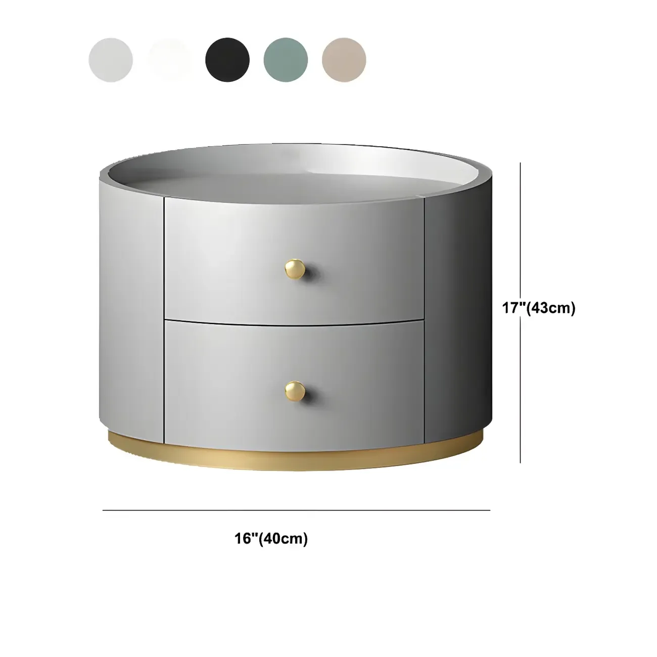 Glam Manufactured Wood Round 2-Drawer Nightstand