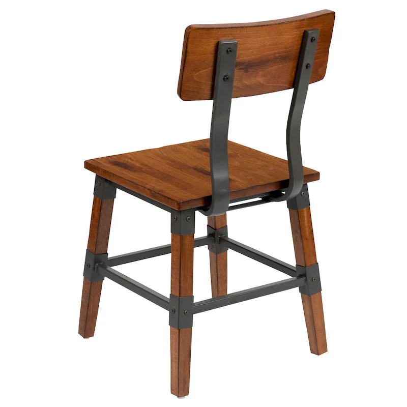 4 Pack Commercial Grade Rustic Antique Industrial Style Wood Dining Chair