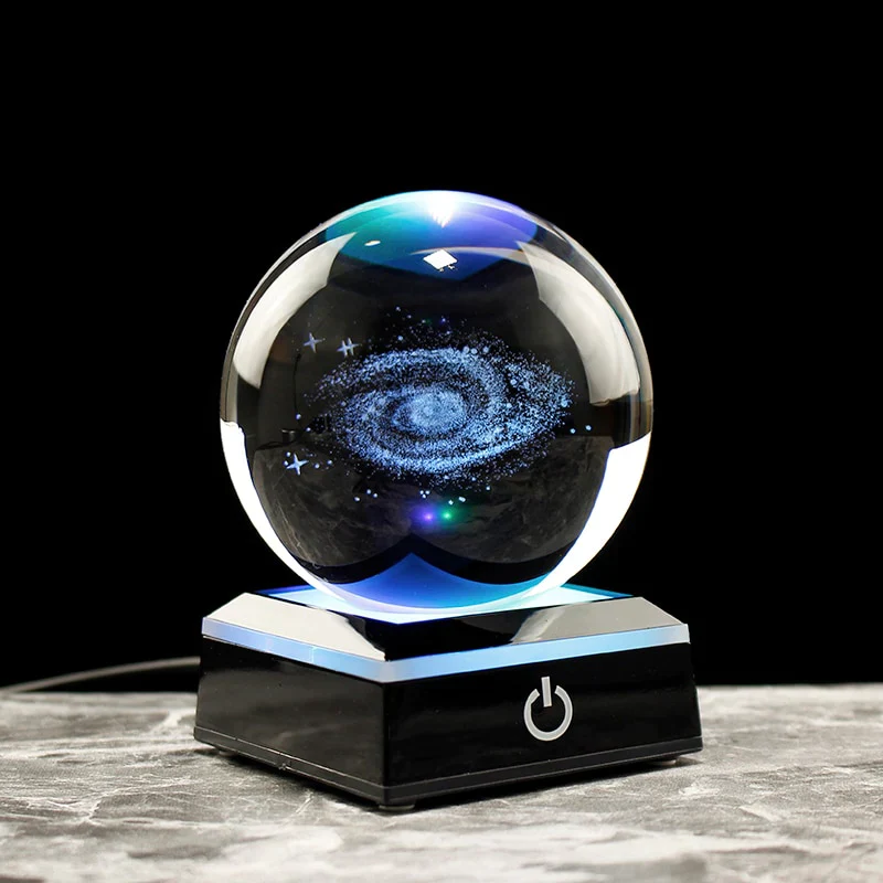 HULIANFU New 80mm K9 Crystal Solar System Planet Globe 3D Laser Engraved Sun System Ball with Touch Switch LED Light Base Astronomy Gifts - Deanwangkt
