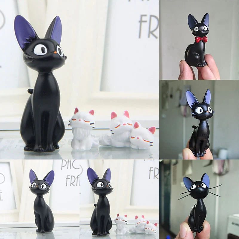 HULIANFU Lovely Cartoon Big Black Cat White Cat Model Figurines Decoration Desk Decor DIY Crafts Garden Home Office Ornament Miniatures - Deanwangkt