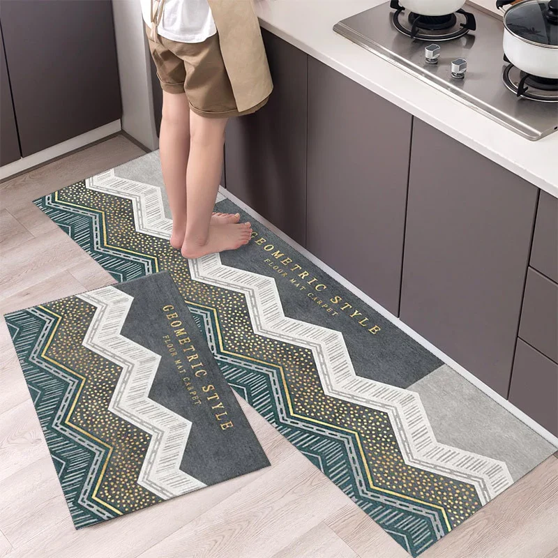 HULIANFU New Hot Sale Kitchen Floor Mat Tableware Pattern Entrance Doormat Bathroom Door Floormat Parlor Anti-slip Antifouling Long Rugs - Deanwangkt