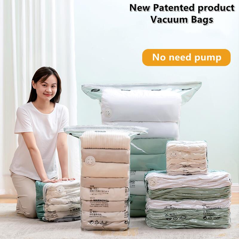 HULIANFU No Need Pump Vacuum Bags Large Plastic Storage Bags for Storing Clothes blankets Compression Empty Bag Covers Travel Accessories - Deanwangkt