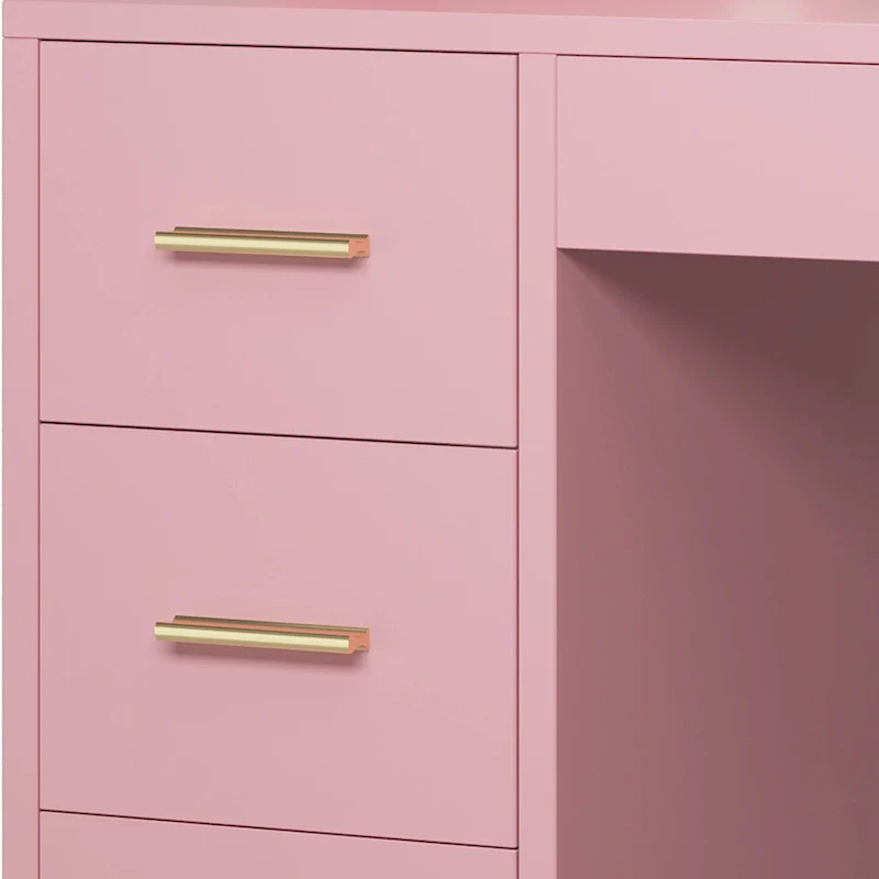 Moasis 39.5W Bedroom Makeup Vanity Desk with Mirror and Power Outlets&Hairdryer Holder