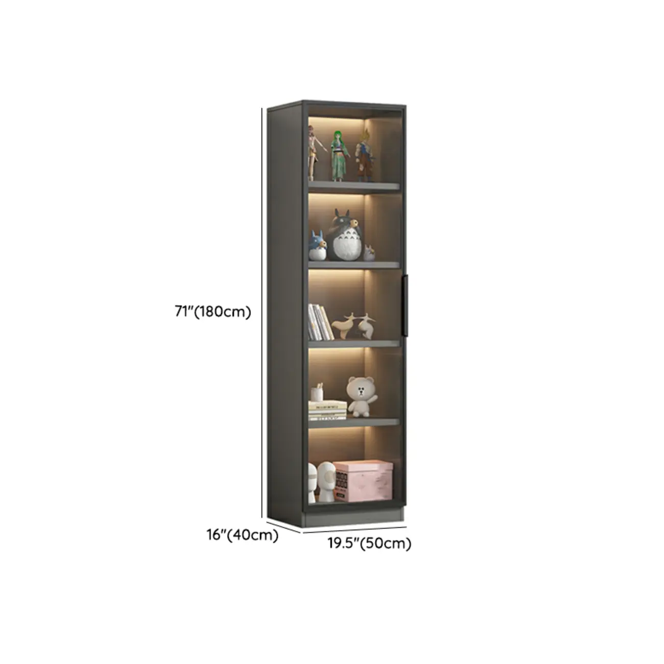 Simple Modern Gray Clear Cover Wooden Display Cabinet