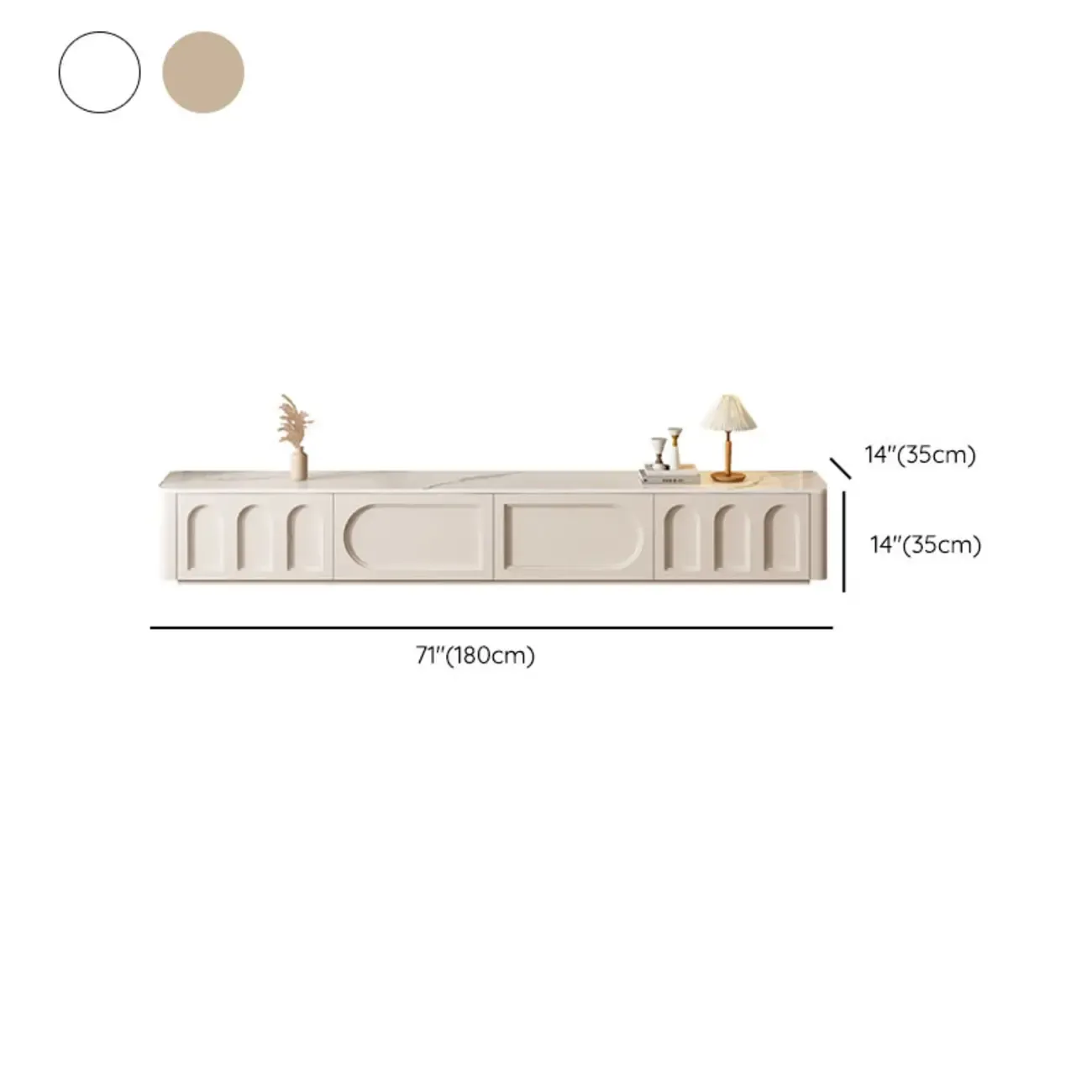 White Modern Long Wooden TV Stand with Drawers