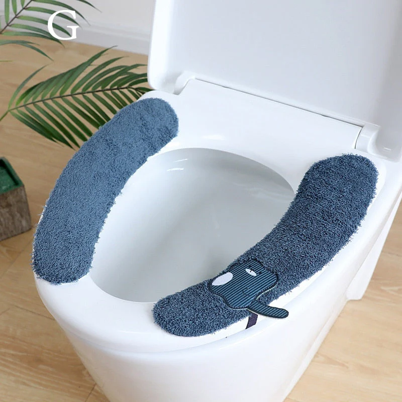 HULIANFU Universal Toilet Seat Stickers With Handles Cartoon Toilet Cushion Pad Washable Household Bathroom Lid Cover Pad Cushion Mat - Deanwangkt