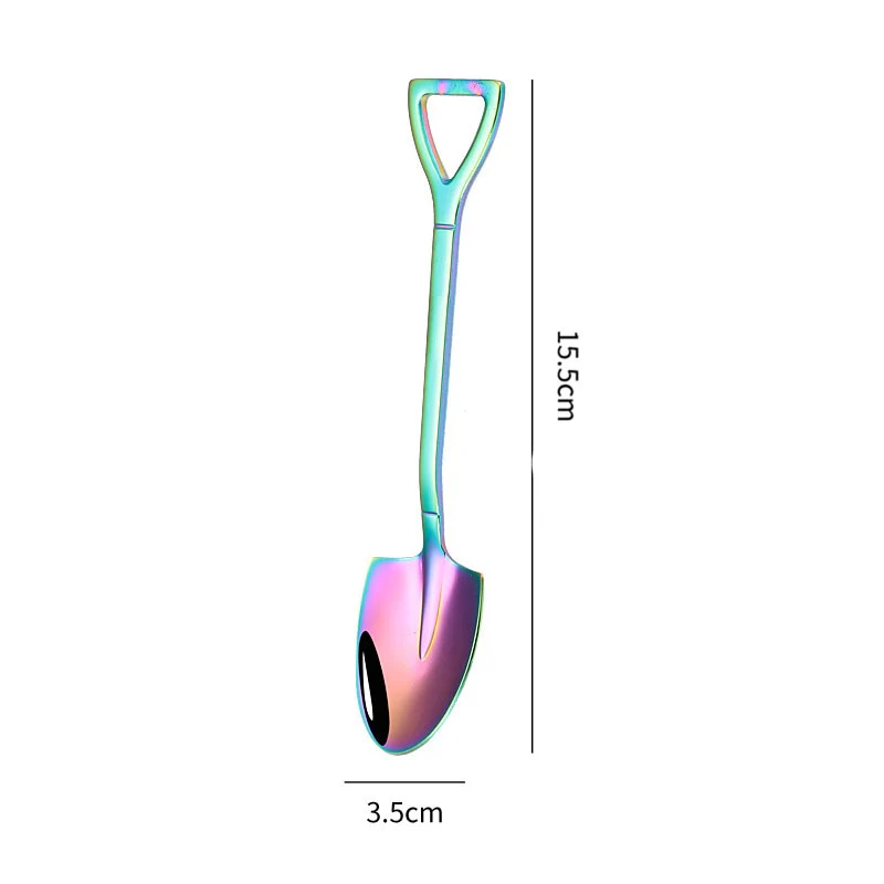 HULIANFU Shovel Spoon Stainless Steel Teaspoon For Coffee Spoon Fruit Ice Cream Dessert Scoop Kitchen Accessories Wedding Christmas Gift - Deanwangkt