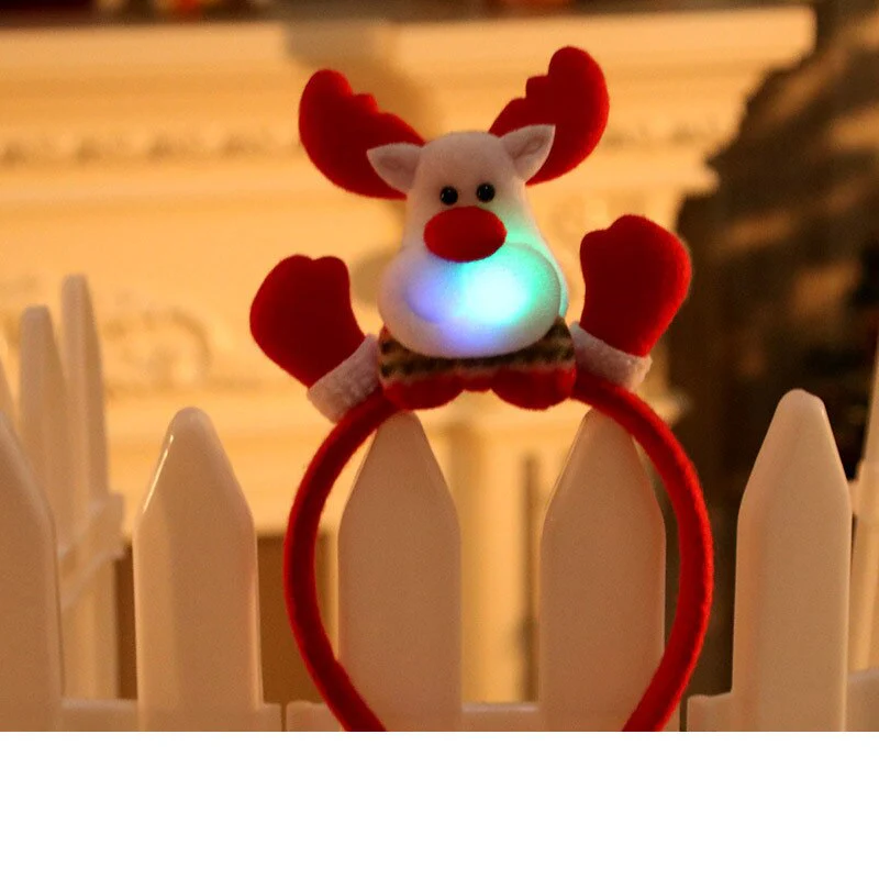 HULIANFU 2026  Christmas Headband LED Christmas Decorations Gift Hairpin Antlers Headband New Year Decorations Santa Headband Christmas Decor - Deanwangkt