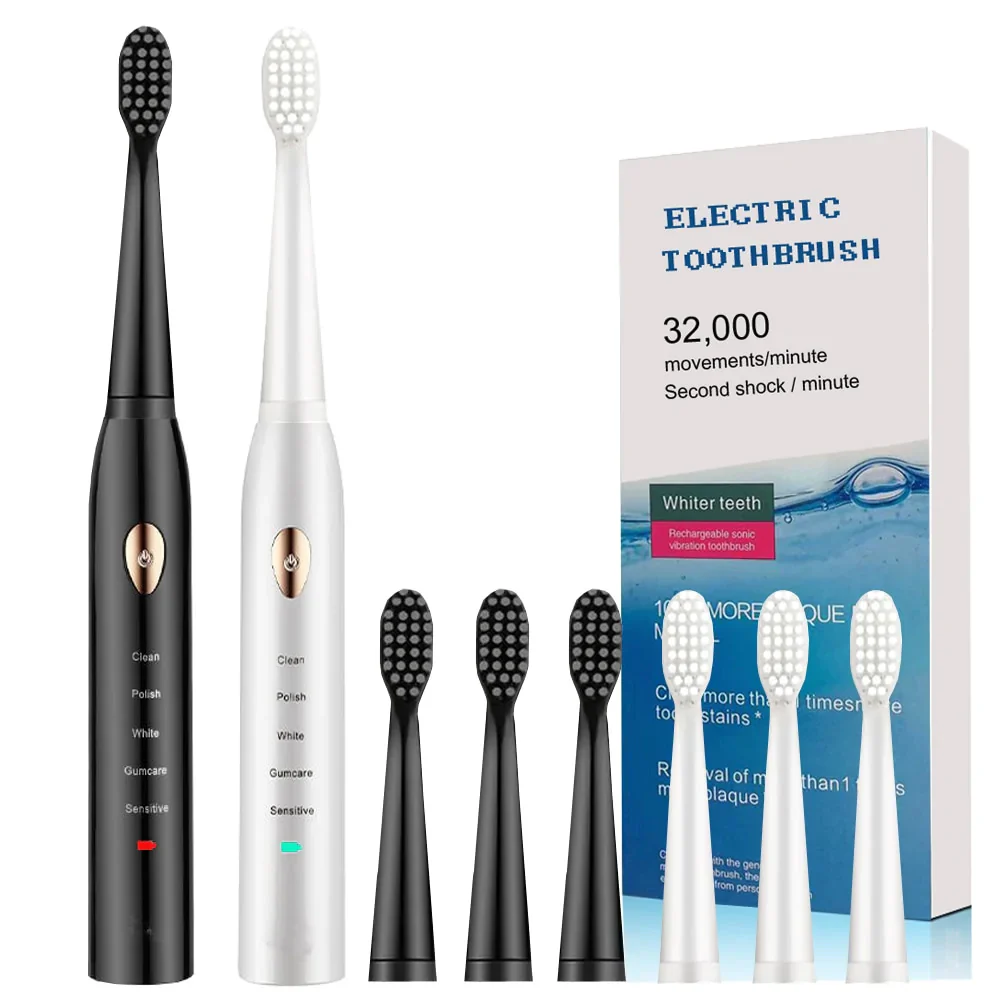 HULIANFU Newest Super Sonic Electric Toothbrushes for Adults Kids Smart Timer Rechargeable Whitening Toothbrush IPX7 with 3 Brush Heads - Deanwangkt