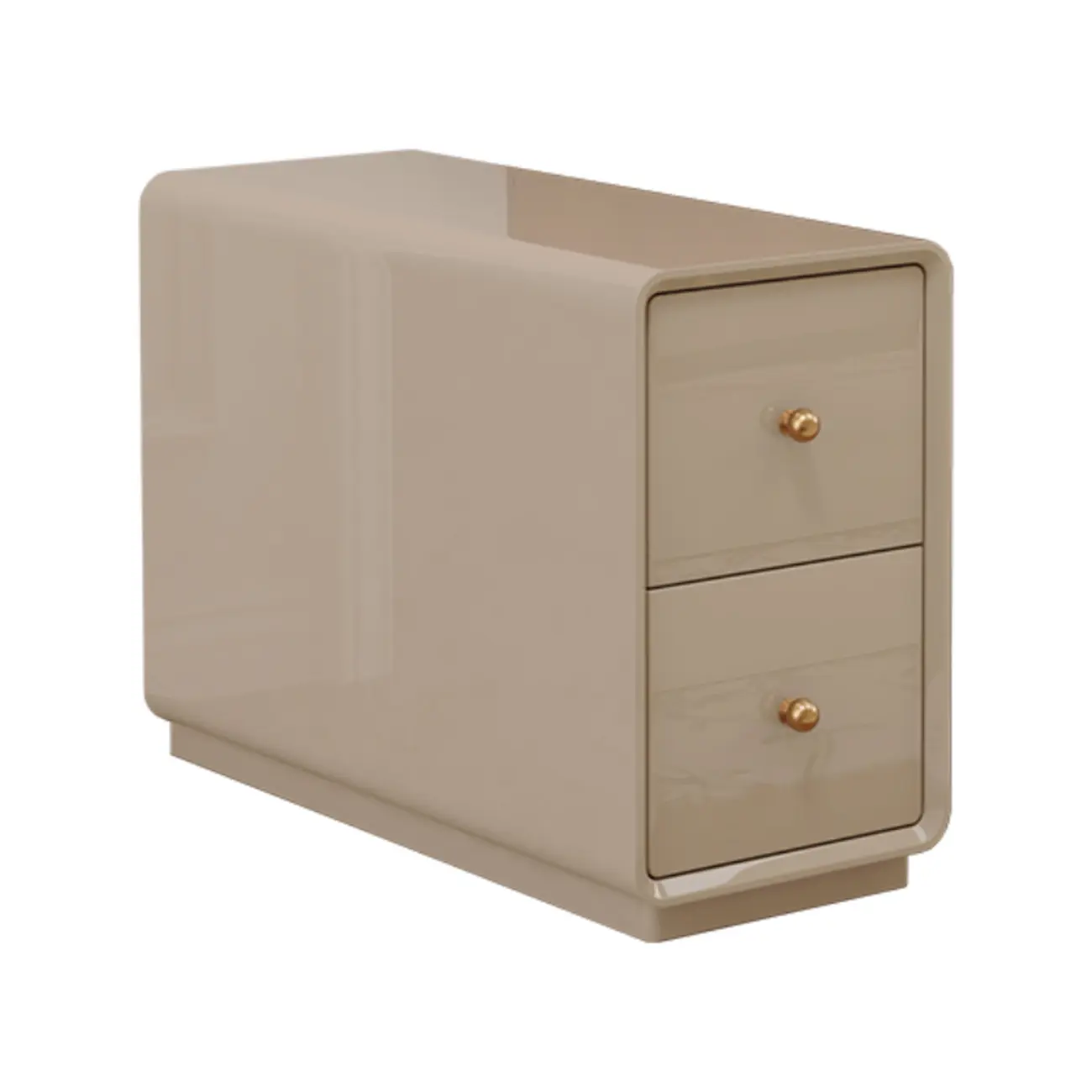 Narrow Rectangle Walnut Wood Side Table with Drawers