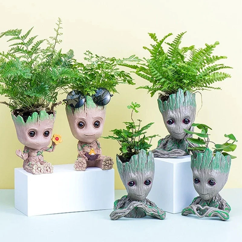 HULIANFU Strongwell Home Decoration Flower Vase Miniature Model Succulent Flower Pots Desktop Display Figurines Baby Groot Artware Gifts - Deanwangkt