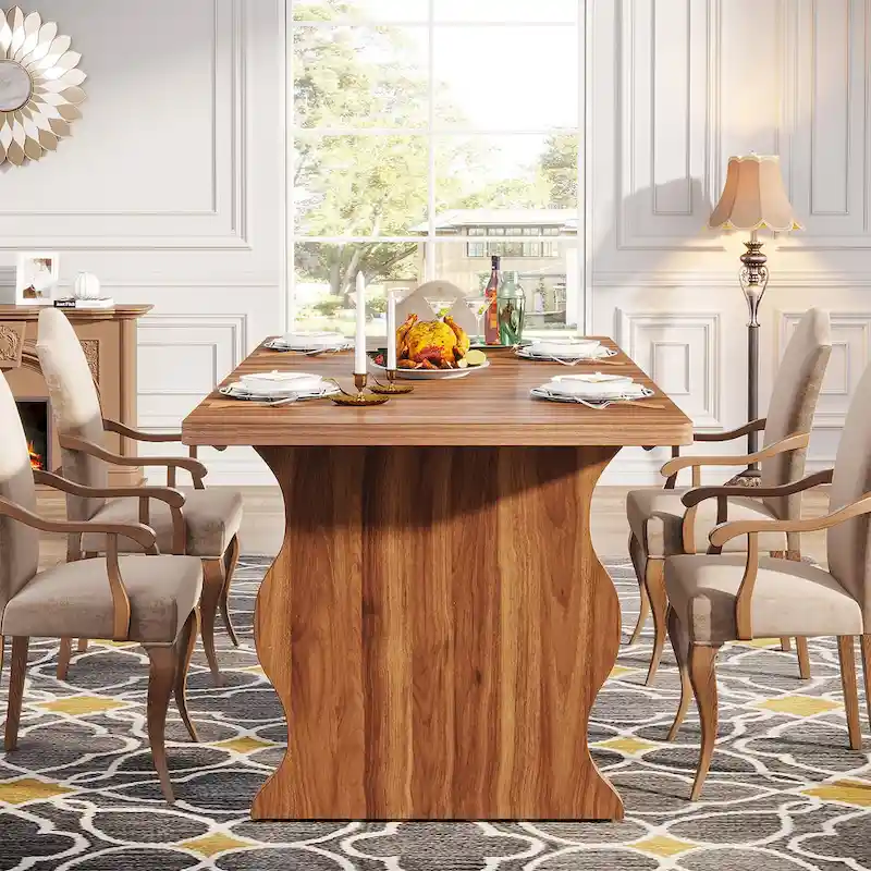 Modern Dining Table, 63 Rectangular Kitchen Table Black Dinner Table